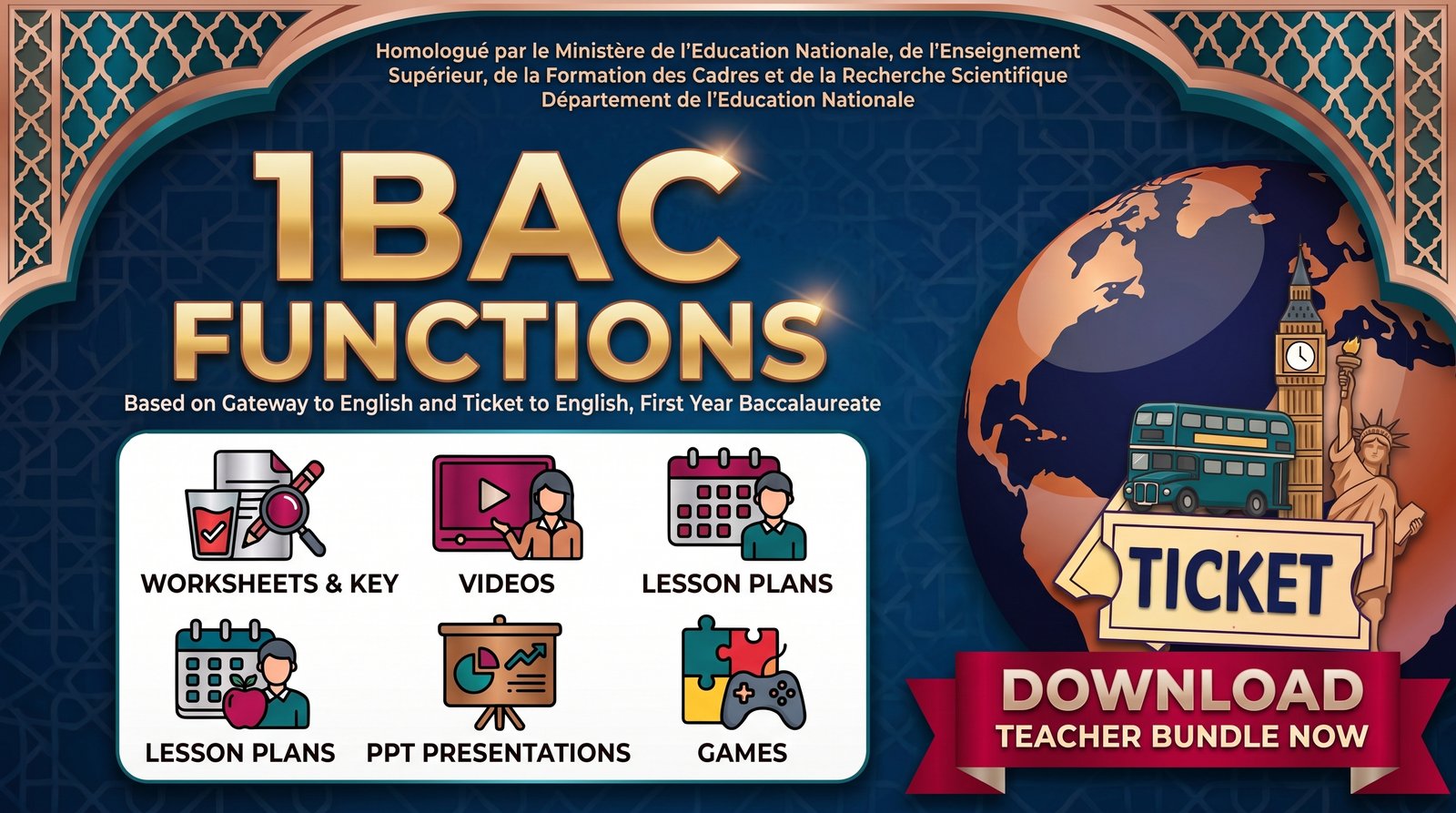 1BAC Functions (Worksheets + Key, Videos, Lesson Plan, PPT, Games)