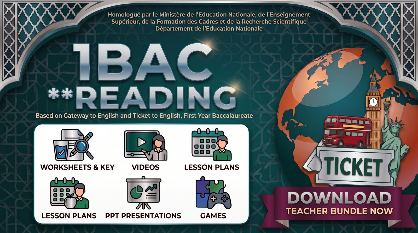 1BAC Reading (Worksheets + Key, Videos, Lesson Plan, PPT, Games)
